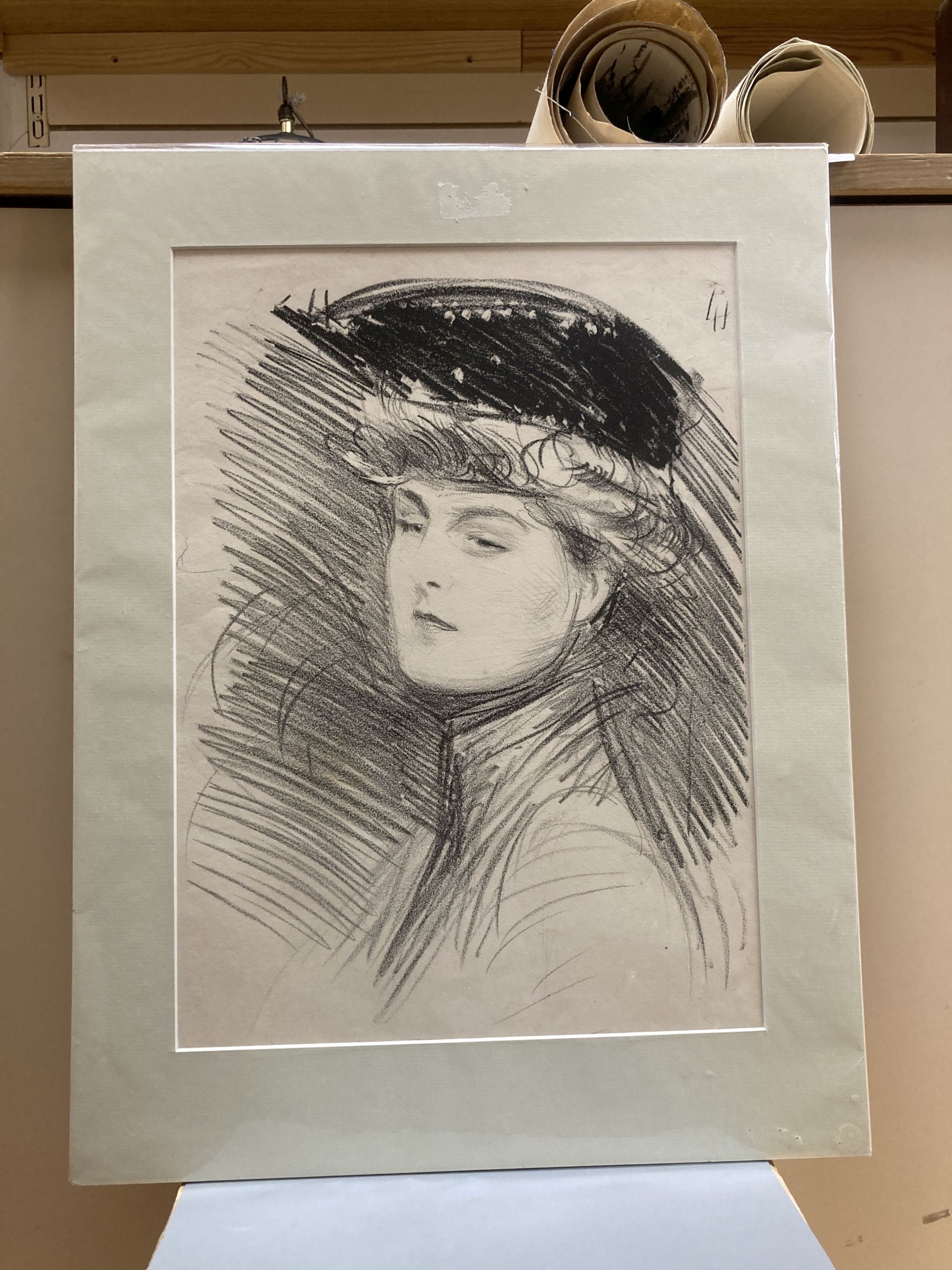 Paul César Helleu (1859-1927), lithograph, Portrait of an Edwardian lady, 41 x 30cm, unframed